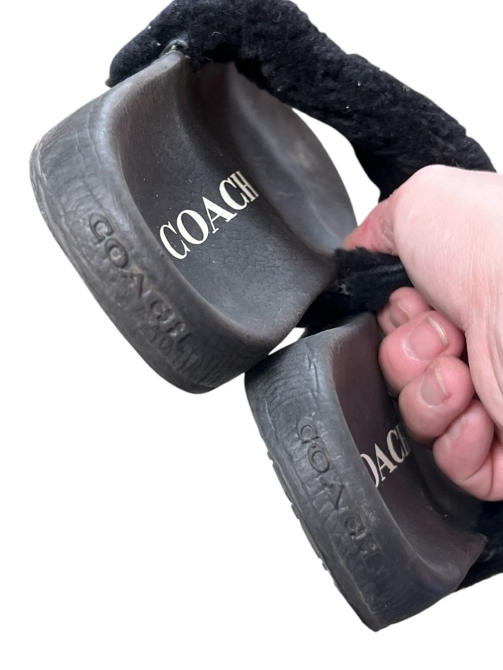 Coach Ulla black and cream shearling slide - Picture 4 of 7